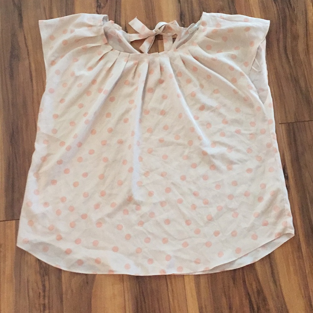 Lauren Conrad pink polka dot top